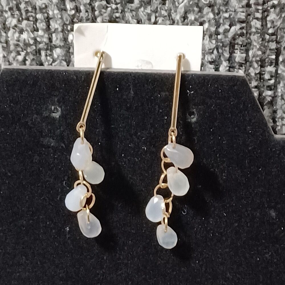 Gold-Toned Cascade Earrings w/ White Crystals